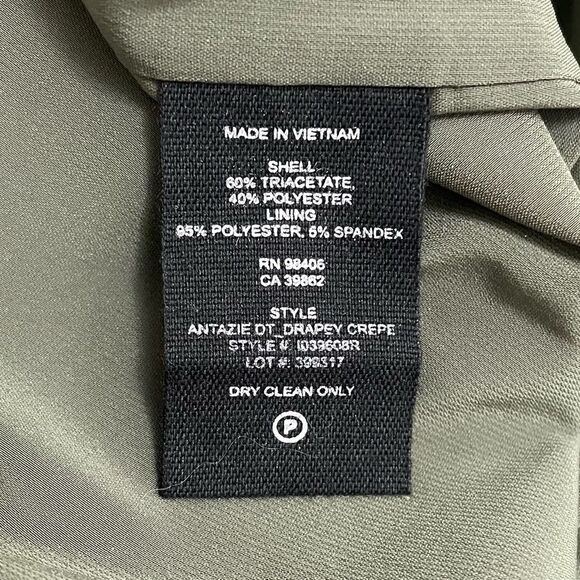 Theory Dress Women's Size 8 Keyhole Tie Shift Drapey Crepe Dress Military Green - Picture 11 of 13